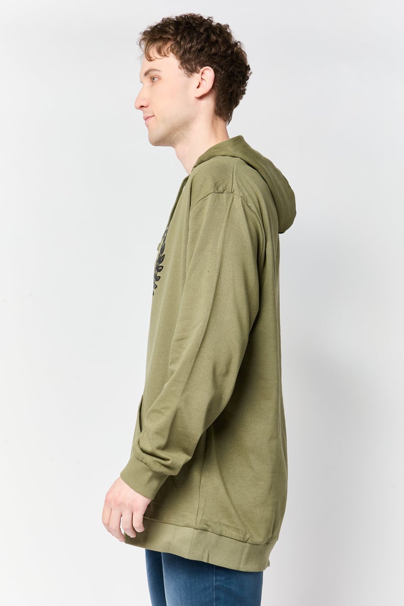 Paul Frank Men Long Sleeves Brand Logo Hoodie, Olive - Image 3