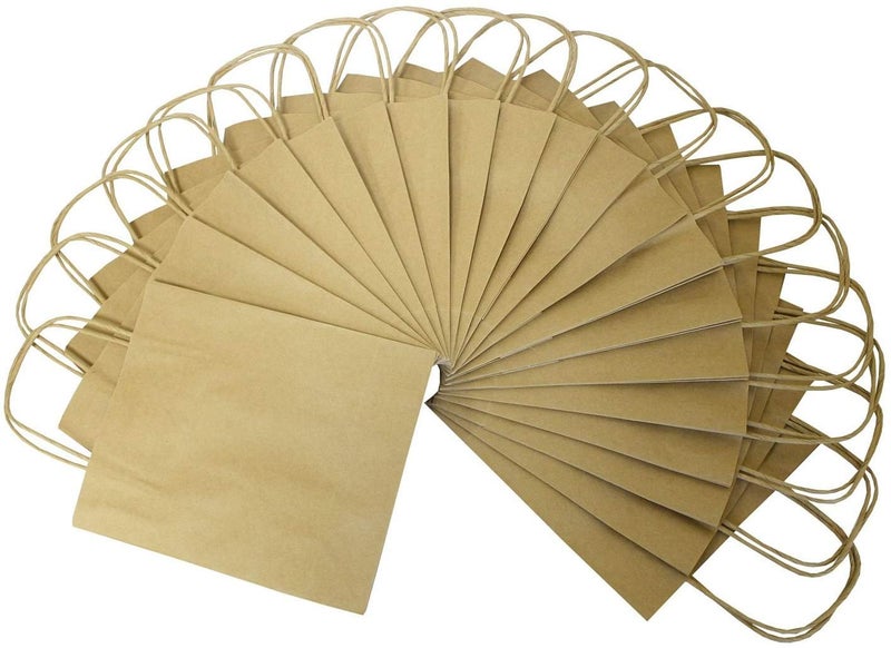 Folia Paper Gift Bags with Raffia Handles  15cm 20pcs  Kraft 21210