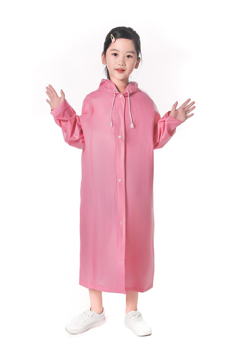 Raincoat for Kids, Boys and Girls Hooded Poncho Can Carry School Bags Large Raincoat Reusable Poncho Jacket Applicable Height 1.1-1.5M Kids(Pink) - Image 3