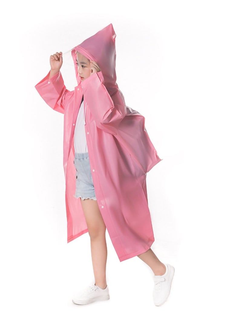Raincoat for Kids, Boys and Girls Hooded Poncho Can Carry School Bags Large Raincoat Reusable Poncho Jacket Applicable Height 1.1-1.5M Kids(Pink) - Image 1