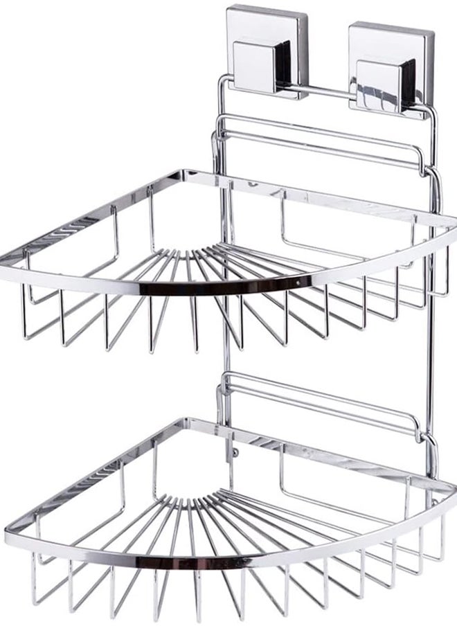 Home Pro Home Pro 2-Shelves Smartloc Corner Rack 26.5 cm x 26. 5 cm x 30 cm Size Silver 