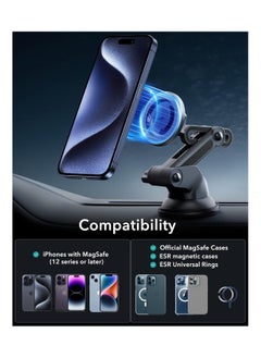 ESR HaloLock Dashboard Phone Mount, Compatible with MagSafe Car Mount, Windshield Car Mount Compatible with iPhone 15/14/13/12 Series, Charging Not Supported, Black  - Image 3