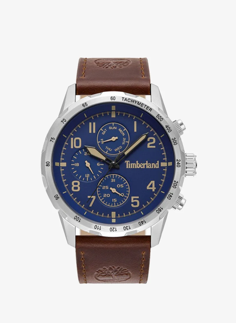 Timberland Campton 44 mm Men's Multifunction Watch Blue  Dial  & Brown Leather Strap