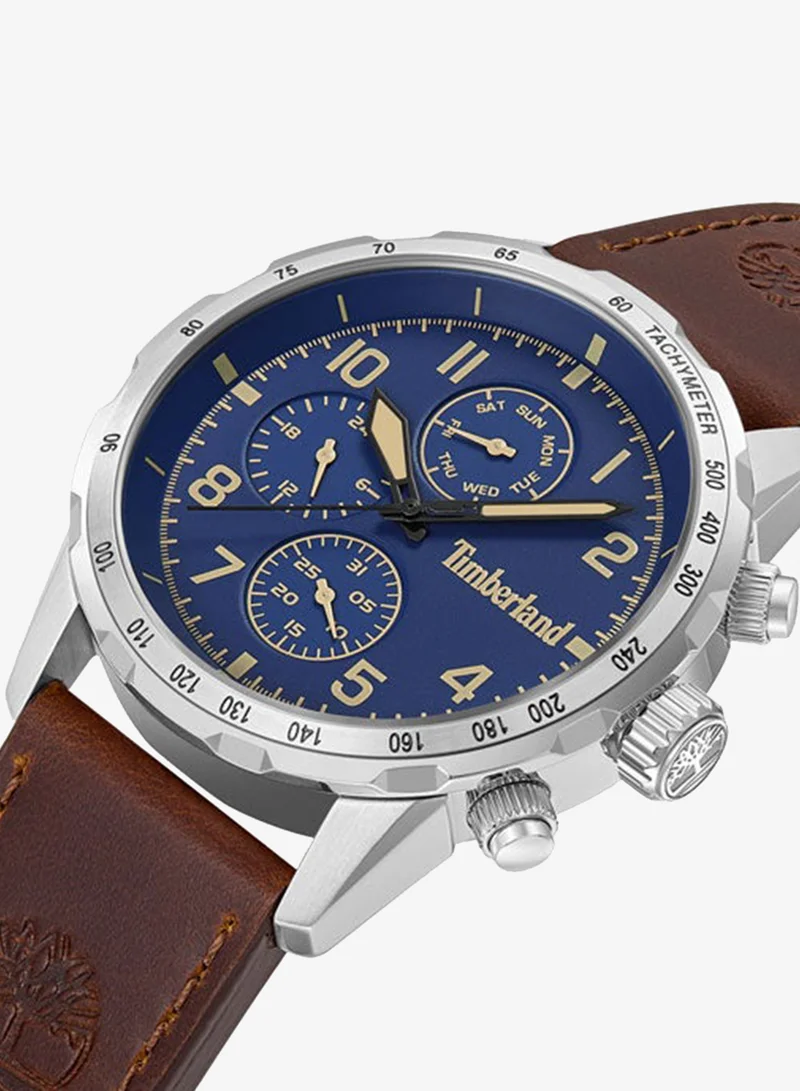 Timberland Campton 44 mm Men's Multifunction Watch Blue  Dial  & Brown Leather Strap
