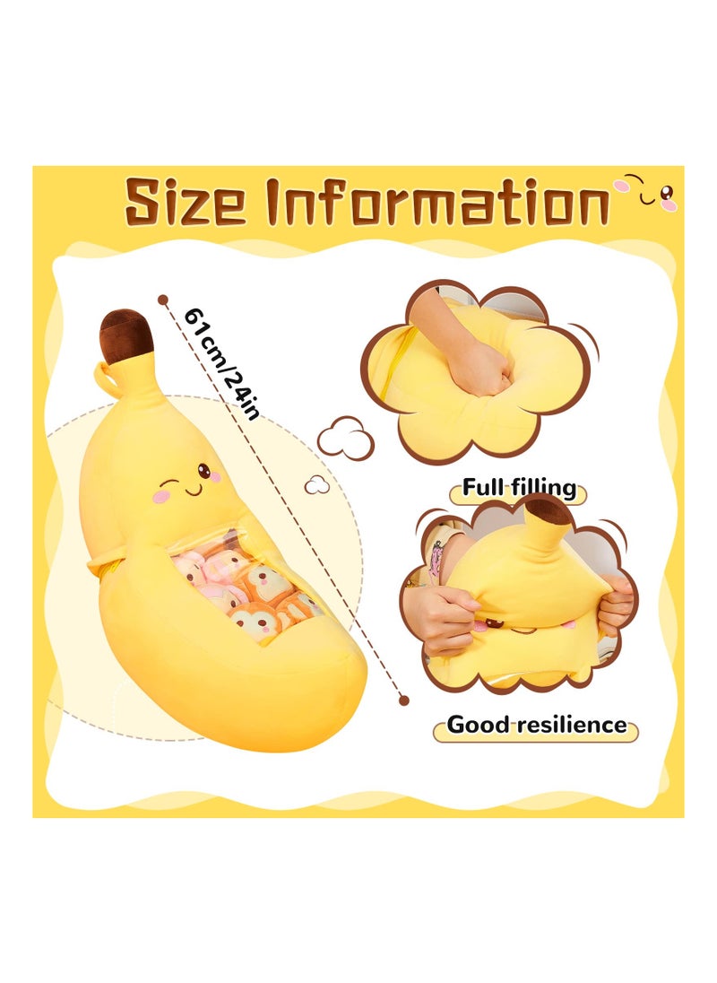 SYOSI Cute Throw Pillow Stuffed, Kawaii Banana Plush Toy Banana Shaped Stuffed Pillow Stuffed Banana Toys Throw Pillow Removable Fluffy Creative Gifts for Teens Adults Birthday Party Supplies, 21.5''  - Image 5