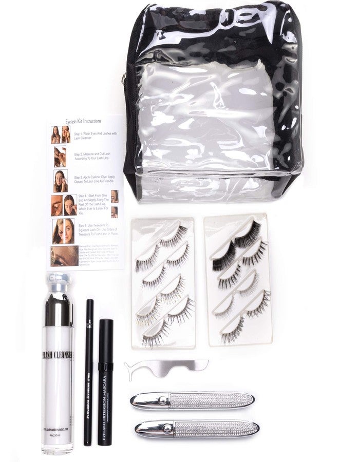 KC Republic Woman Eyelash Extensions Starter Kit, Eyeliner Glue, Remover Pen, Reusable Lashes, Eyelash Cleanser, 3-D Mascara, Mircobrushes, Instruction Sheet, and Travel Case Storage Bag - Image 2