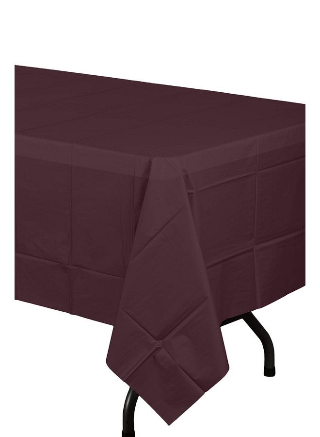 Exquisite 12-Pack Premium Plastic Tablecloth 54in. x 108in. Rectangle Table Cover - Brown - Image 3