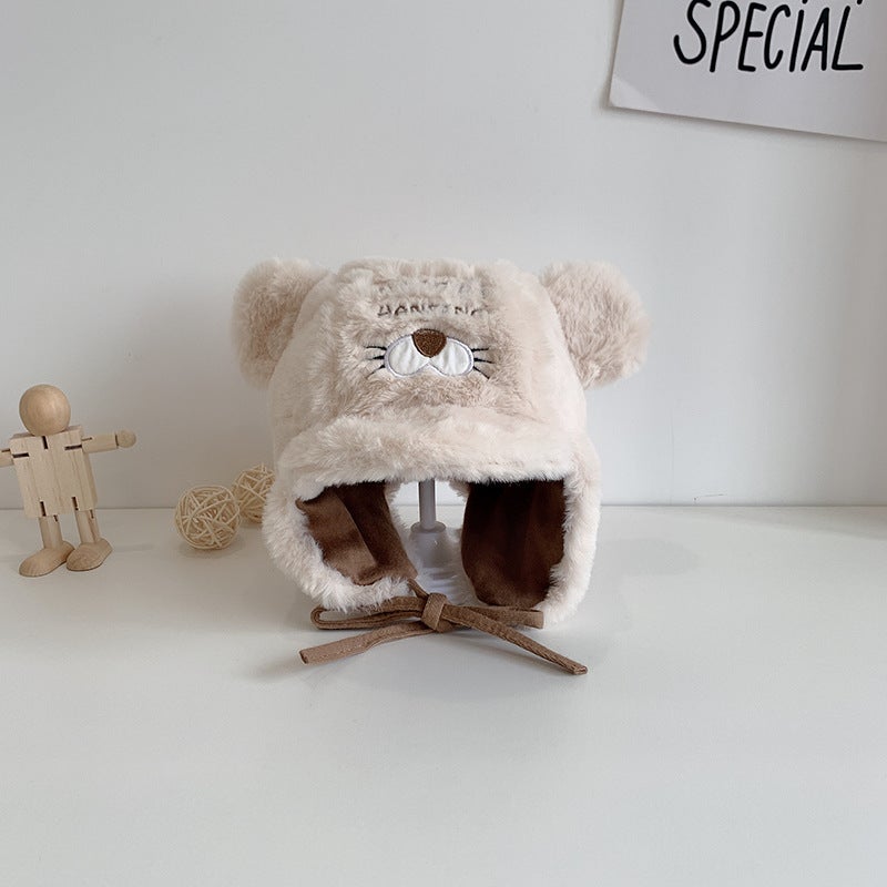 Winter Beanie Men Solid Color Cat Ear Fleece Lined Knitted Hat - Image 4