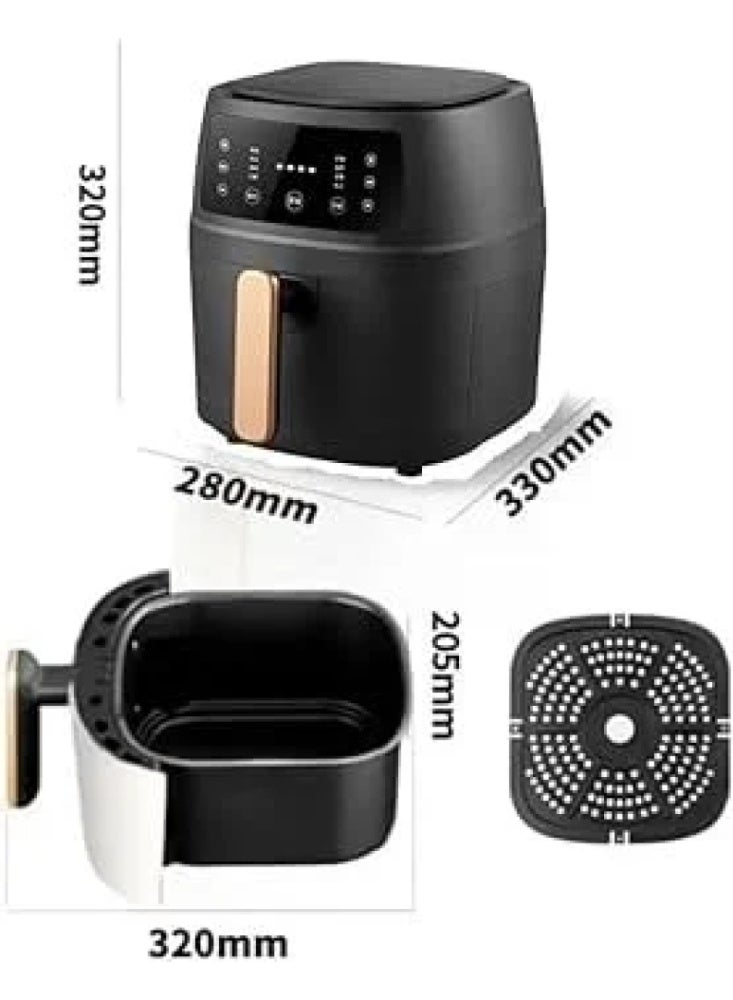 سيلفر كريست قلاية هوائية سيلفر كرست، سعة 6 لتر، شاشة رقمية تعمل باللمس، 2400 واط، مؤقت، تحكم بدرجة الحرارة، غير لاصقة، متعددة الوظائف، طهي صحي بدون زيت، مع ضمان سنتين - Image 2