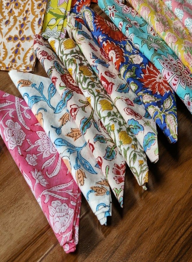 INDACORIFY 20 Pcs Mix Lot Table Napkins 100% Cotton Hand Block Printed Handkerchief 16 x 16 Inches Kitchen Towels Table Decor Linen Dinner Napkins - Image 4