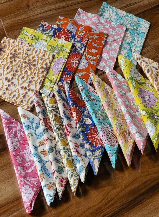 INDACORIFY 20 Pcs Mix Lot Table Napkins 100% Cotton Hand Block Printed Handkerchief 16 x 16 Inches Kitchen Towels Table Decor Linen Dinner Napkins - Image 2