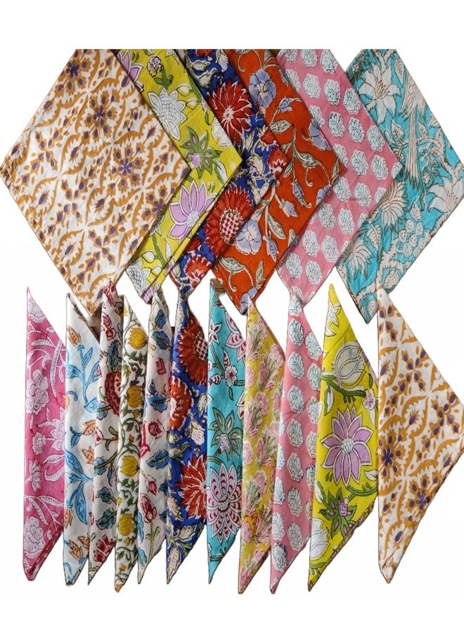 INDACORIFY 20 Pcs Mix Lot Table Napkins 100% Cotton Hand Block Printed Handkerchief 16 x 16 Inches Kitchen Towels Table Decor Linen Dinner Napkins - Image 1