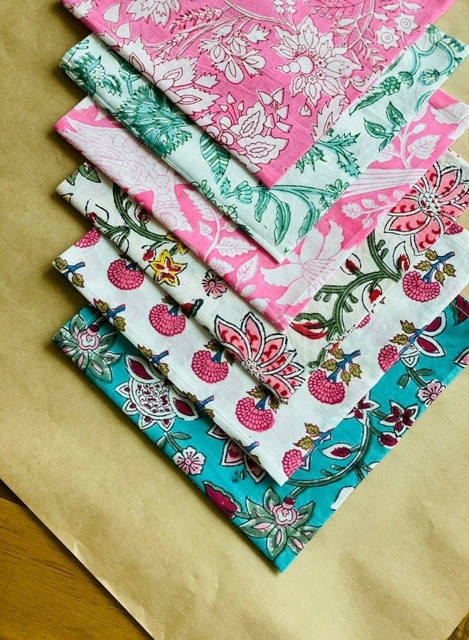 INDACORIFY 20 Pcs Mix Lot Table Napkins 100% Cotton Hand Block Printed Handkerchief 16 x 16 Inches Kitchen Towels Table Decor Linen Dinner Napkins - Image 3