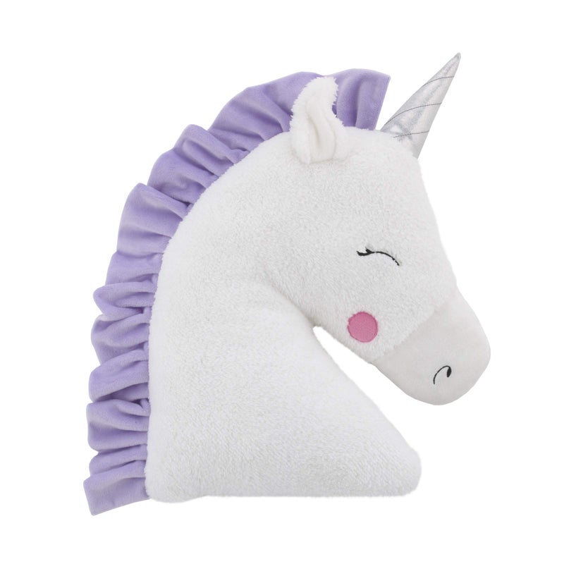 NoJo Shaped Plush Sherpa Decorative Pillow 1 Count Pack of 1 UnicornWhite Lilac Silver Lavender
