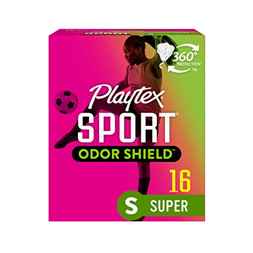 Playtex Sport Odor Shield Tampons Super Absorbency, Unscented - 16ct | Super Tampons for Women, Feminine Care, Playtex Tampon with 360 Leak Defense and Odor Control - Image 1