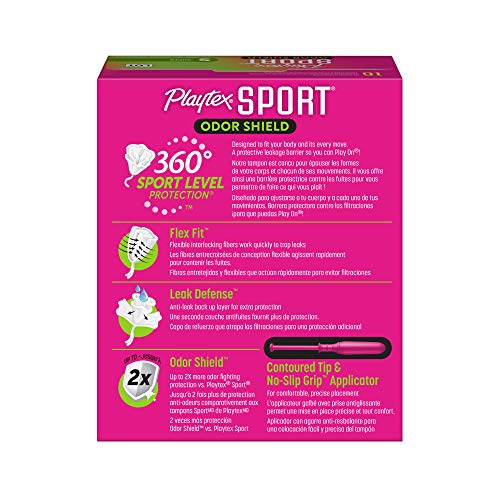 Playtex Sport Odor Shield Tampons Super Absorbency, Unscented - 16ct | Super Tampons for Women, Feminine Care, Playtex Tampon with 360 Leak Defense and Odor Control - Image 2