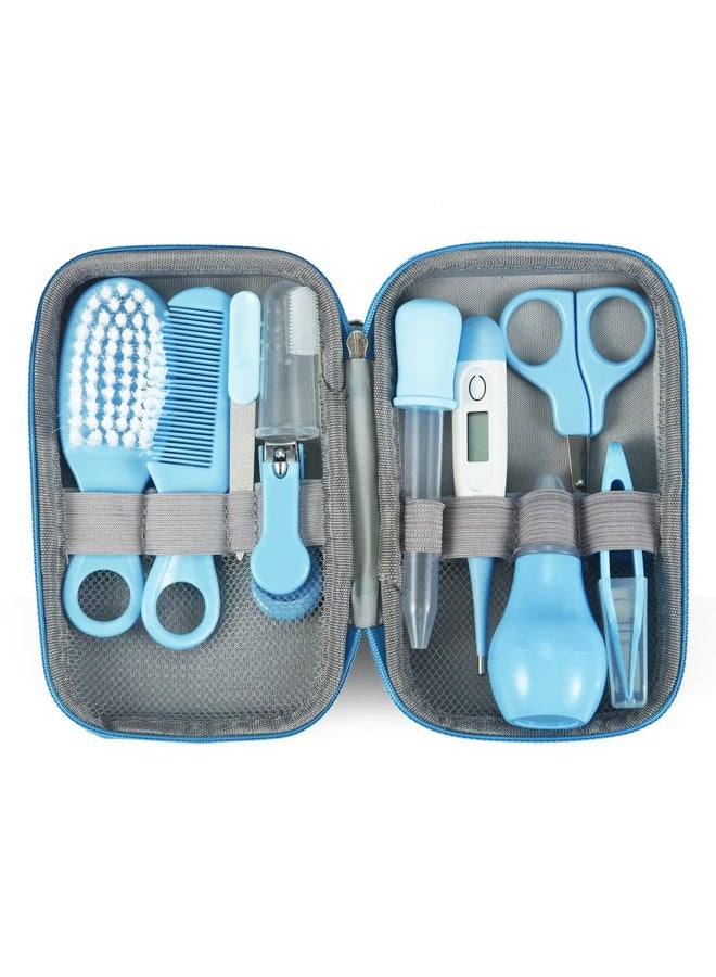 PandaEar Baby Healthcare & Grooming Kit - Baby Safety Set Comb, Brush, Finger Toothbrush, Nail Clippers, Scissors, Nasal Aspirator - Nursery Care Kit (Blue) - Image 3