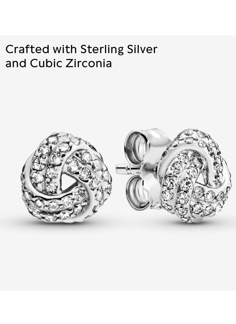 PANDORA - Pandora Cubic Zirconia 925 Silver Stud Earrings - Image 1