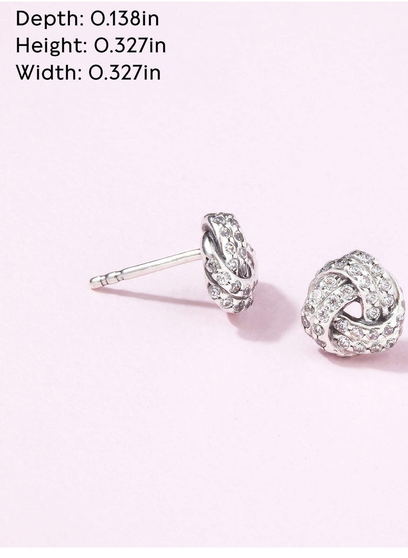 PANDORA - Pandora Cubic Zirconia 925 Silver Stud Earrings - Image 1