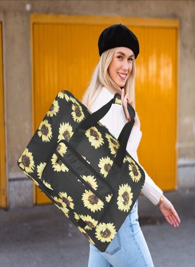 F.FETIVIN Weekender Bag Carry On Bag Travel Duffle Bag Medium Overnight Bag for Women and Girls, 11-Sunflower, 21 x 14 x 7.5 inches - Image 5