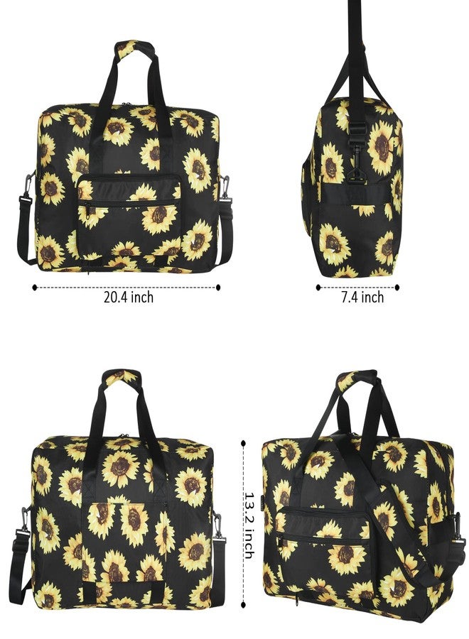 F.FETIVIN Weekender Bag Carry On Bag Travel Duffle Bag Medium Overnight Bag for Women and Girls, 11-Sunflower, 21 x 14 x 7.5 inches - Image 2