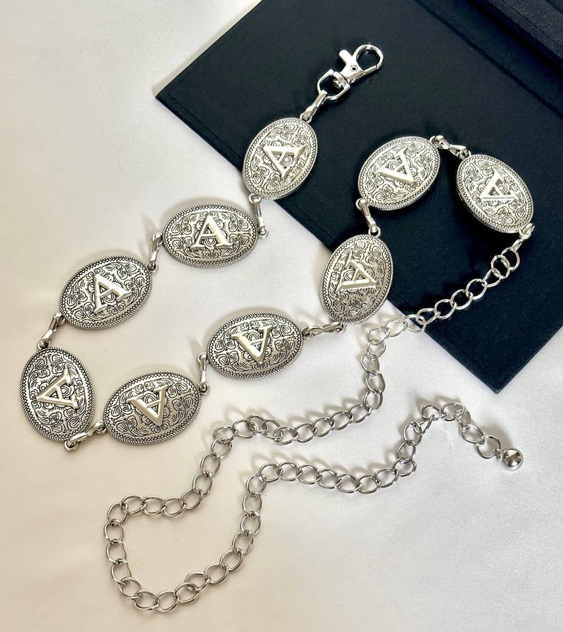 حزام وسط معدن فضي حريمي - A