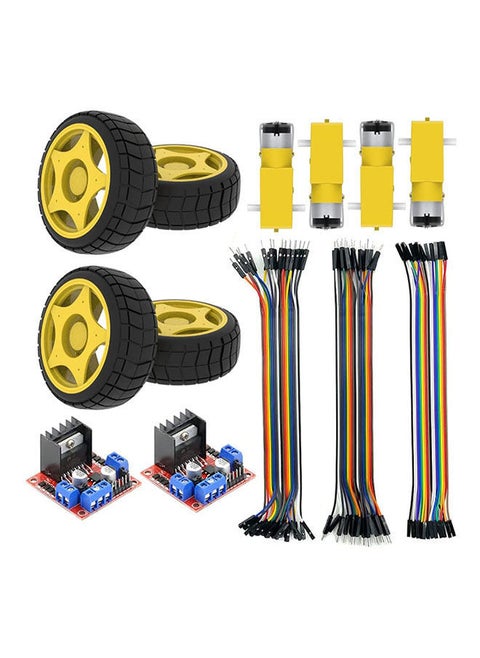 Diy Robot Car Chassis Kit L298N Driver Controller Dual Shaft Gear Motor Dual H Bridge Control Module And Plastic Wheel 60Pin Dupont Wire With Biaxial Dc Motor
