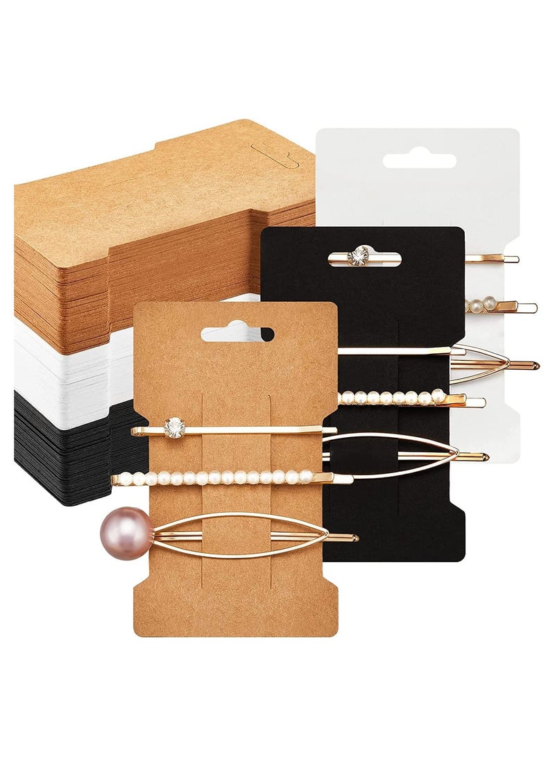 120 Pieces Hair Clip Display Cards 6 x 10 cm Kraft Paper Hair Bow Holder Cards Rectangular Clip Collecting Cardboard for Hair Bow Barrettes Accessories Display and Organizing 3 Colors - Image 1