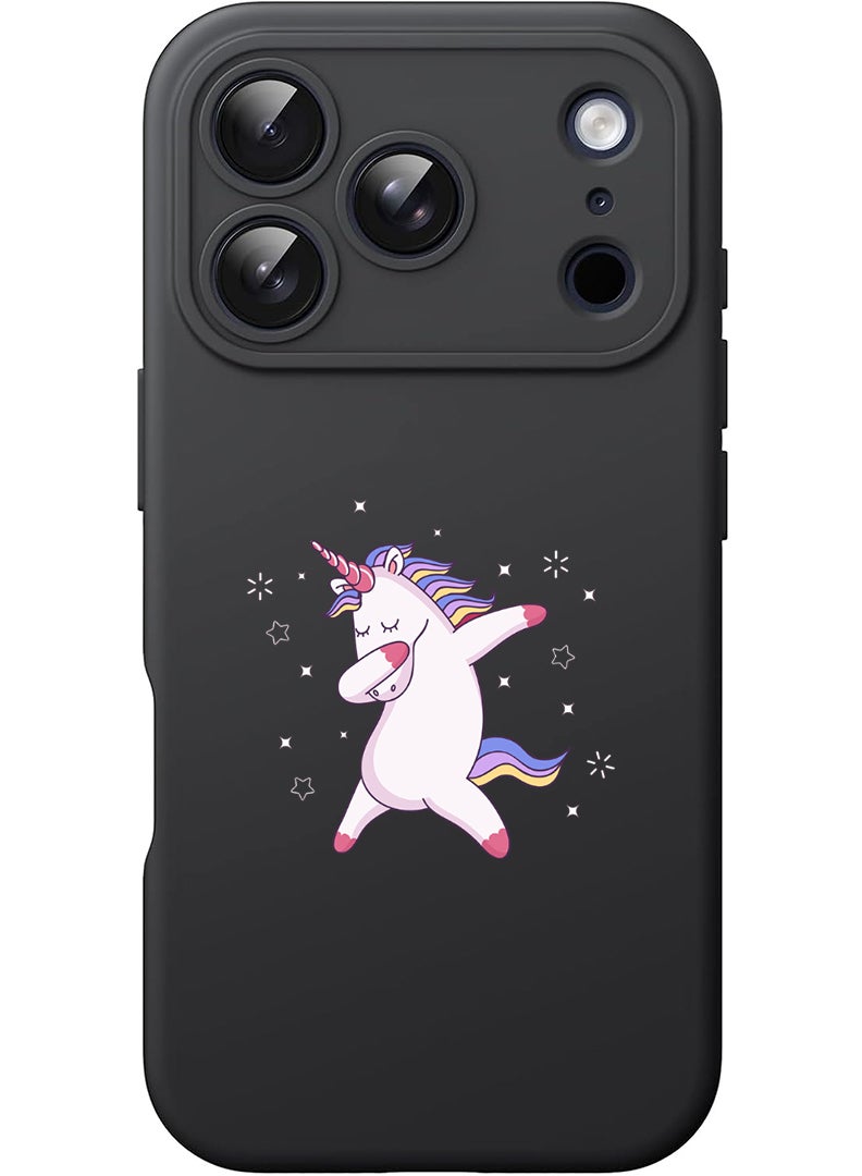 Theodor Protective Slim Fit Case Liquid Silicone Cover with Full Body Protection Anti-Scratch Shockproof Case For Apple iPhone 17 Pro (Black) unicorn - Image 1