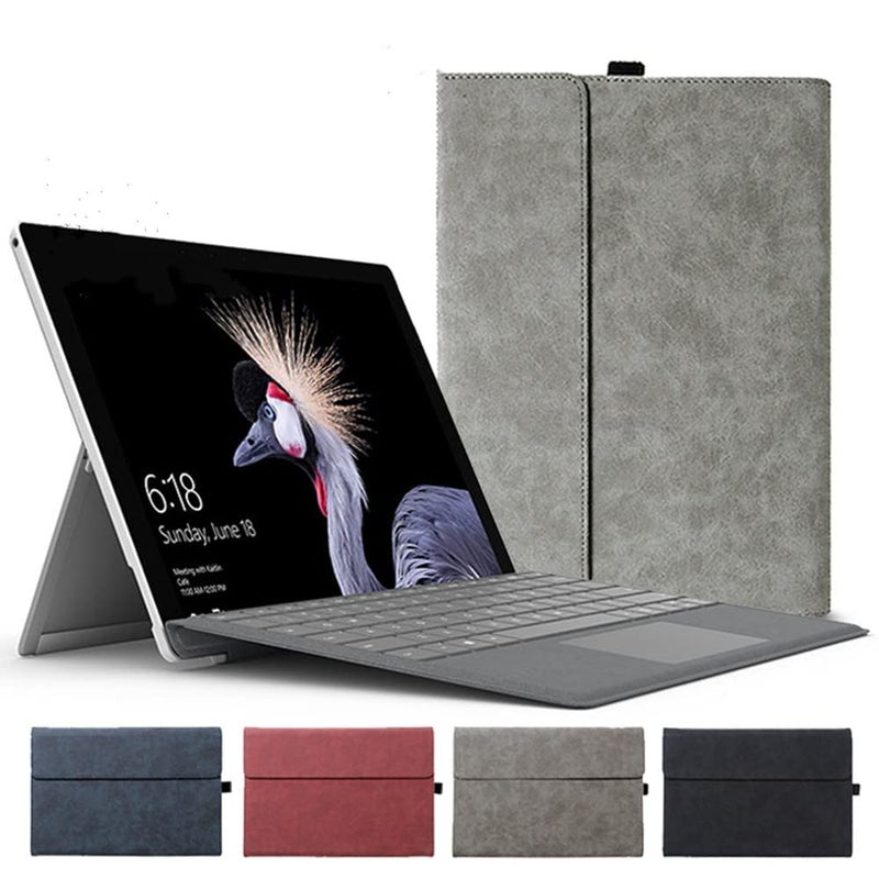 QIYIBOCASE حافظة واقية لجهاز Microsoft Surface Pro 8 اللوحي، غلاف لجهاز Surface Pro 8 بحجم 13 بوصة، متوافق مع لوحة المفاتيح Type Cover، غلاف للأعمال مع حامل قلم، رمادي - Image 1