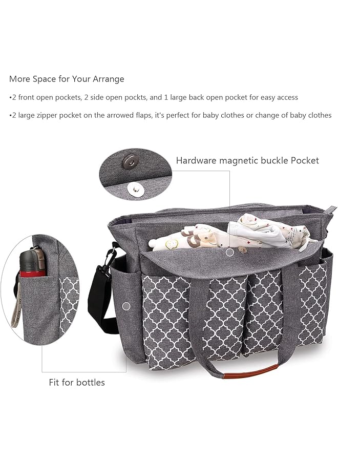 X spring Diaper Bag Grey Large Unisex Children'S 0 3 Years Pacifier Pocket Cup Holder Water Resistant Parents/Caregivers Of Infants And Young Children - Image 3