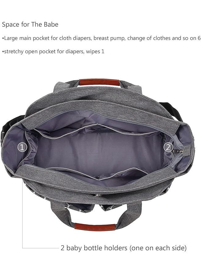X spring Diaper Bag Grey Large Unisex Children'S 0 3 Years Pacifier Pocket Cup Holder Water Resistant Parents/Caregivers Of Infants And Young Children - Image 5