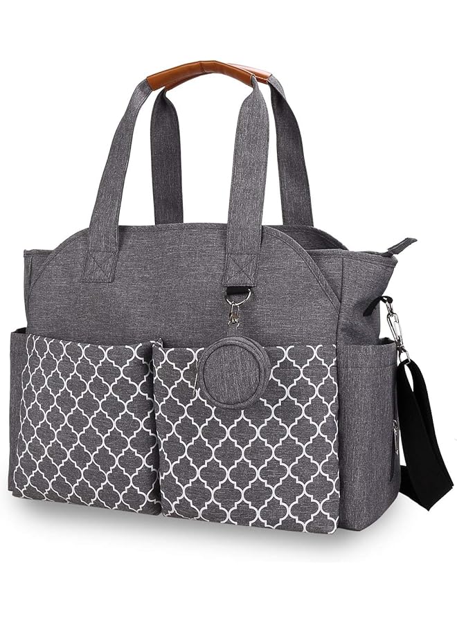 X spring Diaper Bag Grey Large Unisex Children'S 0 3 Years Pacifier Pocket Cup Holder Water Resistant Parents/Caregivers Of Infants And Young Children - Image 1