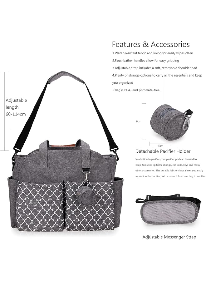 X spring Diaper Bag Grey Large Unisex Children'S 0 3 Years Pacifier Pocket Cup Holder Water Resistant Parents/Caregivers Of Infants And Young Children - Image 4