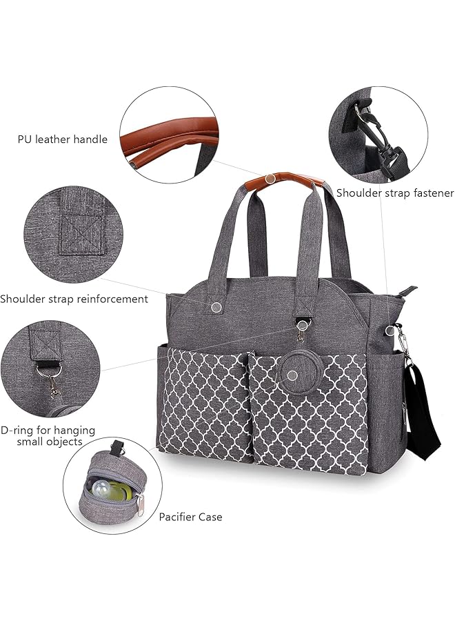 X spring Diaper Bag Grey Large Unisex Children'S 0 3 Years Pacifier Pocket Cup Holder Water Resistant Parents/Caregivers Of Infants And Young Children - Image 2