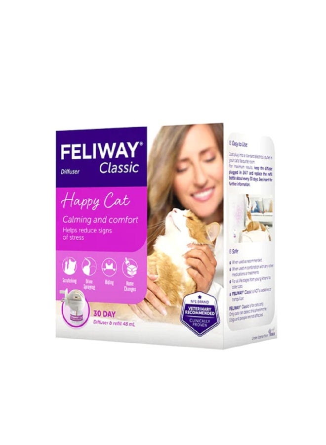Feliway Classic Stress Diffuser Calming and Comfort for Cats with 48 ml Refill