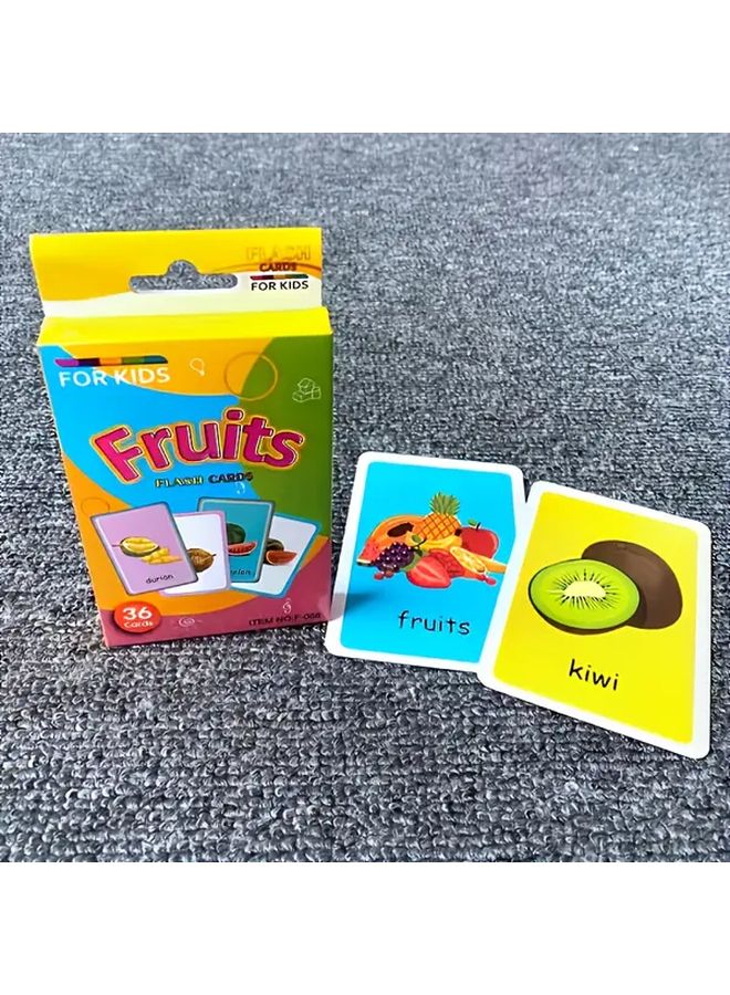 Fruit Flash Cards For Kids Visual Learning Words Animals Shapes Body Parts - Image 1