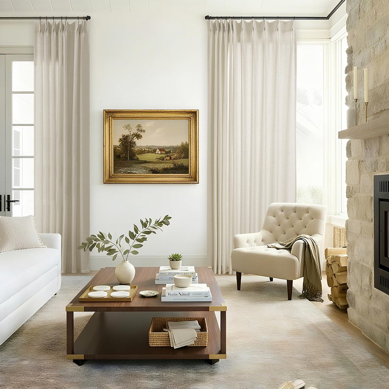 DUKIYO Greyish Beige Pinch Pleated Linen Curtains 84 Inches Long for Living Room Flax Pleat Drapes with Hooks Rings Back Tab Farmhouse Boho Light Filtering Semi Sheer Curtains for Dining Bedroom Oatmeal - Image 5