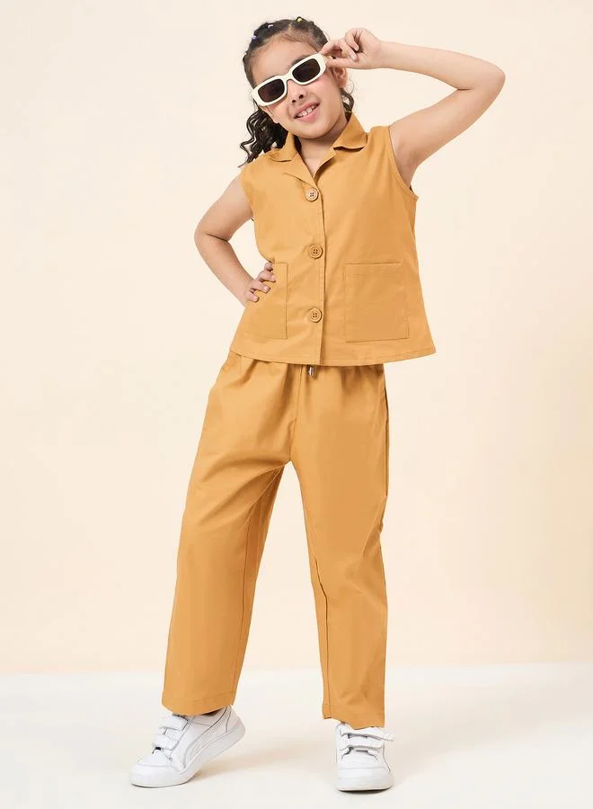 Stylo Bug Stylo Bug Solid Sleeveless Shirt and Pants Set