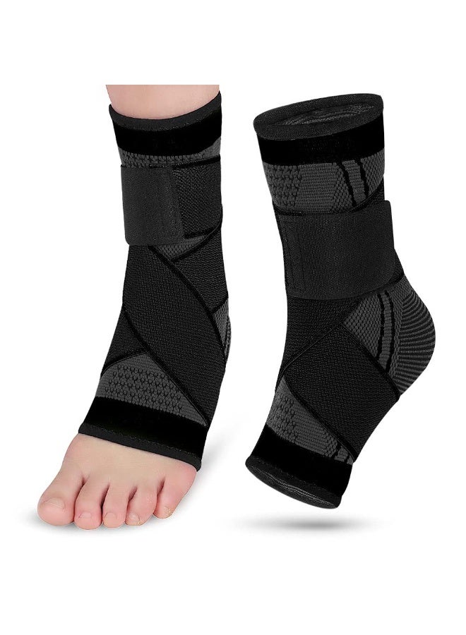 Ankle Braces, Adjustable Compression Ankle Support, Foot Stabilizer Wrap for Plantar Fasciitis & Achilles Tendonitis Recovery, Elastic Sports Bandage Socks for Men & Women for Basketball Running Gym (L) - Image 1