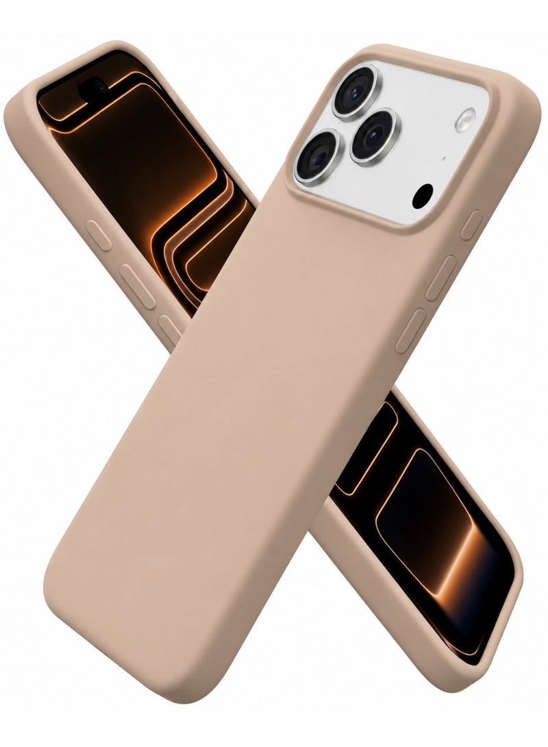 Mismo Premium Silicone Case for iPhone 17 Pro – Soft Touch Shockproof Protective Cover with Camera Protection, Microfiber Lining Anti-Fingerprint Anti-Scratch Finish Case - Beige - Image 1