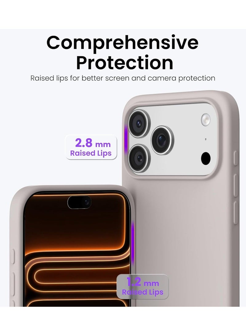 Mismo Premium Silicone Case for iPhone 17 Pro – Soft Touch Shockproof Protective Cover with Camera Protection, Microfiber Lining Anti-Fingerprint Anti-Scratch Finish Case - Beige - Image 2