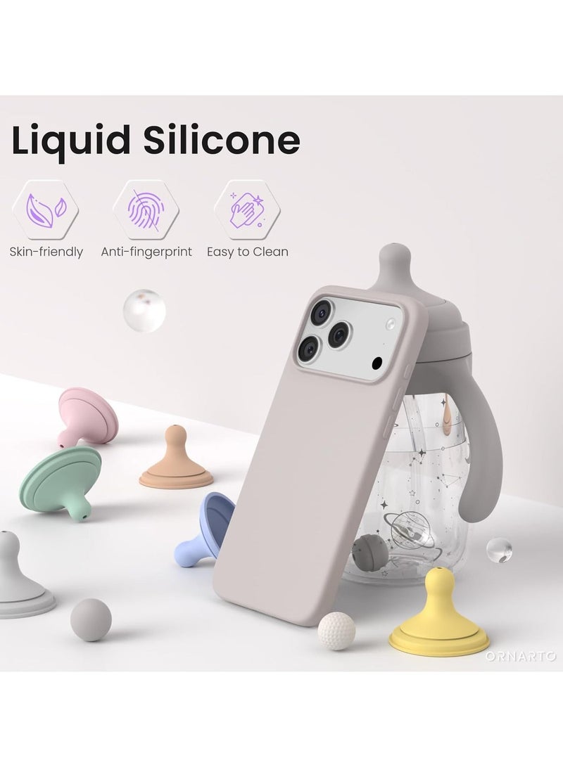 Mismo Premium Silicone Case for iPhone 17 Pro – Soft Touch Shockproof Protective Cover with Camera Protection, Microfiber Lining Anti-Fingerprint Anti-Scratch Finish Case - Beige - Image 3
