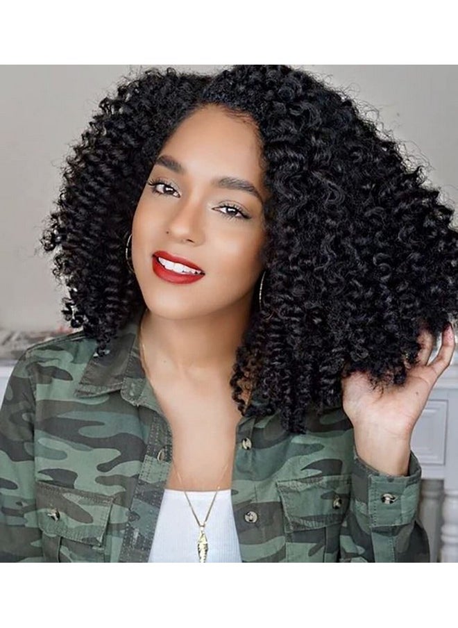 HANNE Afro Kinkys Curly Hair Braiding Curly Hair 3X Crochet Hair 12 Inches Braided Jerry Curl Synthetic Hair Extensions (Color 1B)  - Image 1