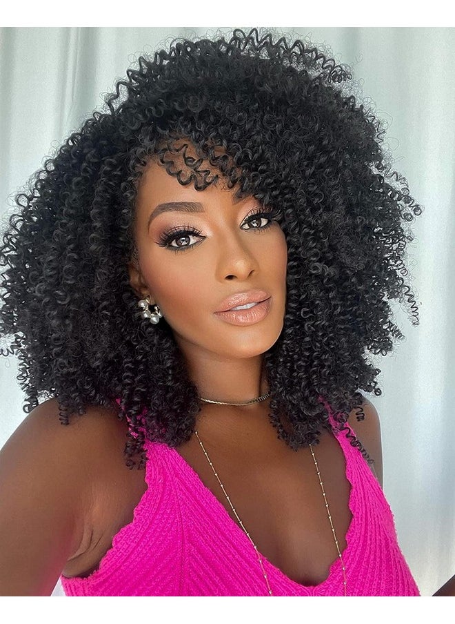HANNE Afro Kinkys Curly Hair Braiding Curly Hair 3X Crochet Hair 12 Inches Braided Jerry Curl Synthetic Hair Extensions (Color 1B)  - Image 5