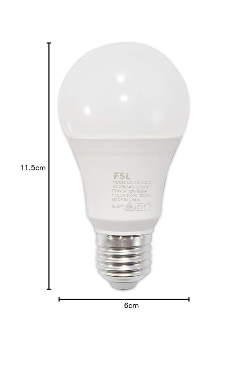 FSL LED Bulb A60 12W E27 AC220-240V (Pack of 3) (White 6500K) - Image 2