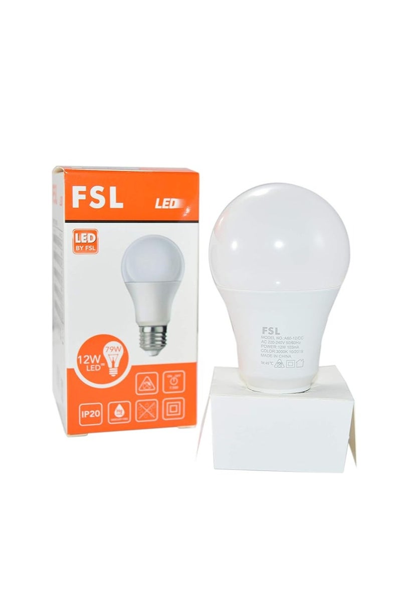 FSL LED Bulb A60 12W E27 AC220-240V (Pack of 3) (White 6500K) - Image 5