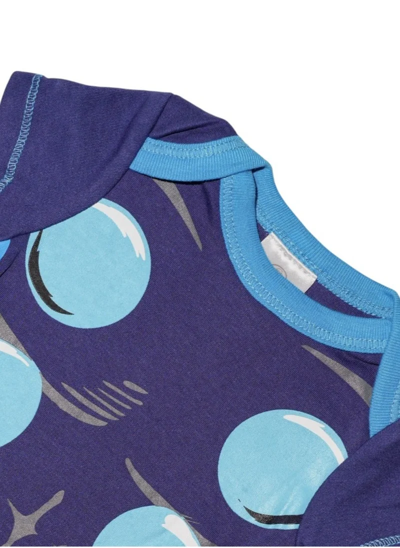بمبىمىشى Bambimici Royal Blue Printed Onesie Short Sleeve