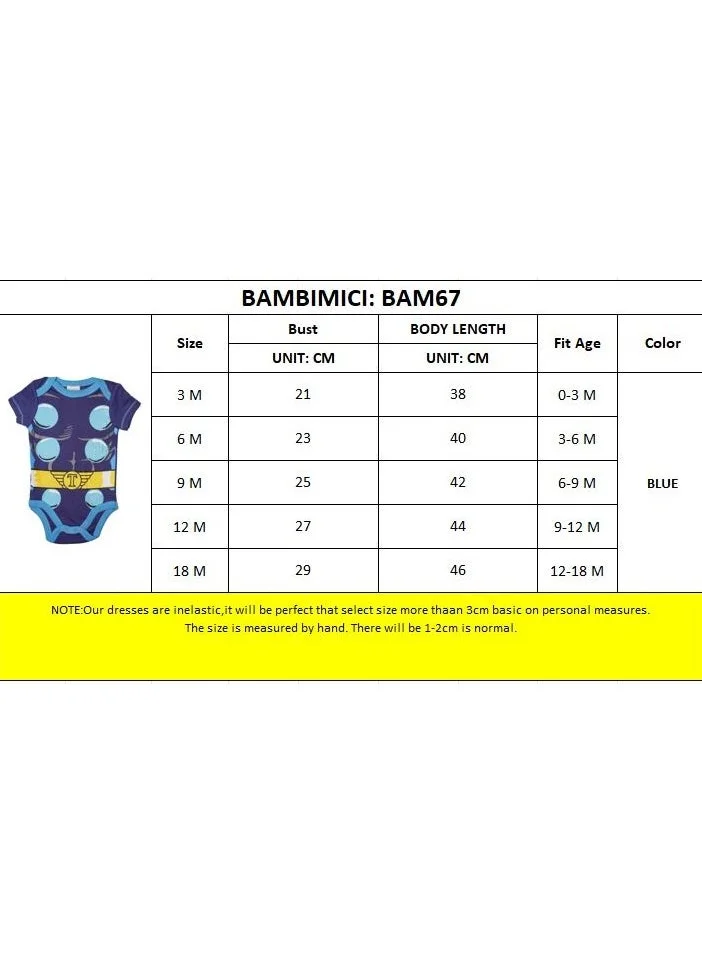 بمبىمىشى Bambimici Royal Blue Printed Onesie Short Sleeve