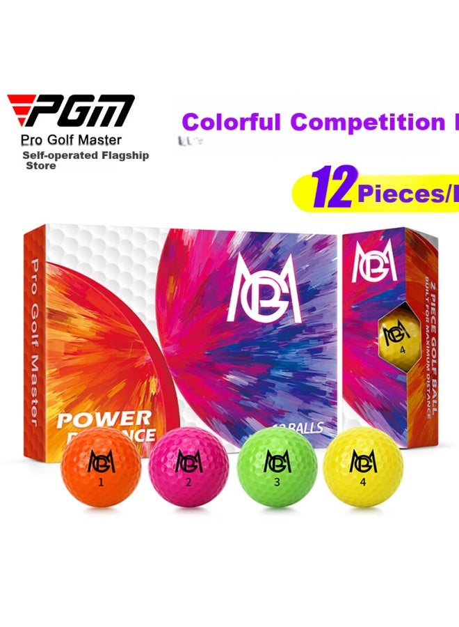 Pgm Golf Colorful Practice Balls, Double-layer Practice Balls, Golf Supplies Gift Box, 12 Balls Per Box - Image 1